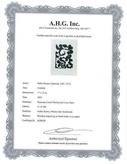 Highly Collectible Picasso Woodcut Circa 1955