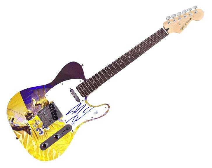 Shaquille O’neal Autographed Lakers Graphics Photo Guitar ACOA
