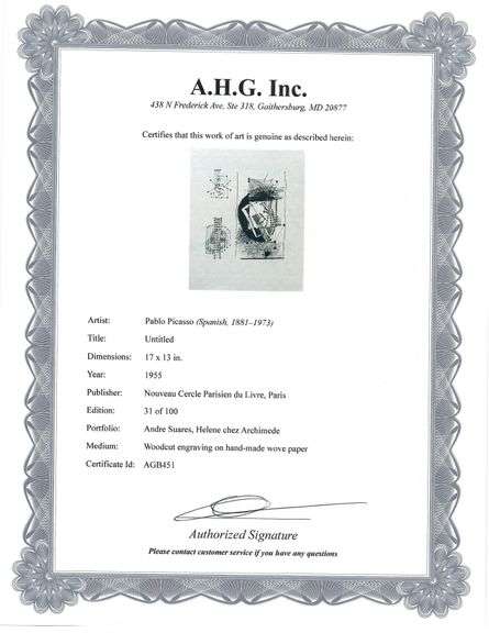 Extremely Collectible Vintage Picasso Woodcut on Paper