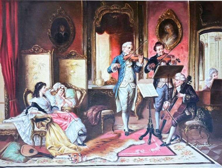 UNIQUE BEAUTIFUL VICTORIAN PAINTING ON CANVAS