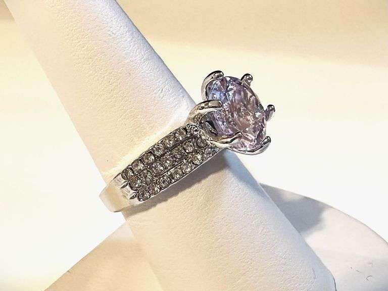 Ladies Large 4.5 Ct Sparkling Ice White Lavender Simulated Lab Diamond Ring