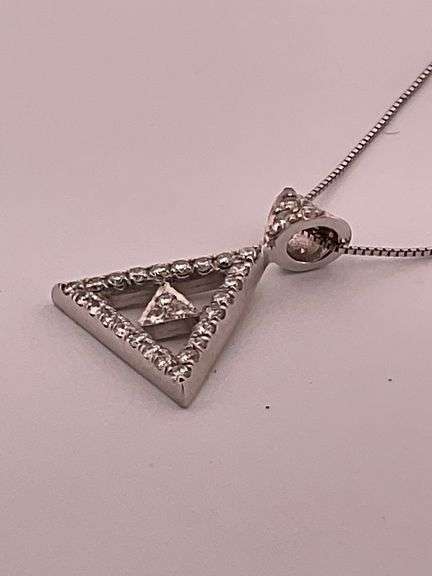 CERTIFIED BRAND NEW 18K WHITE GOLD CHAIN WITH DIAMOND PENDANT