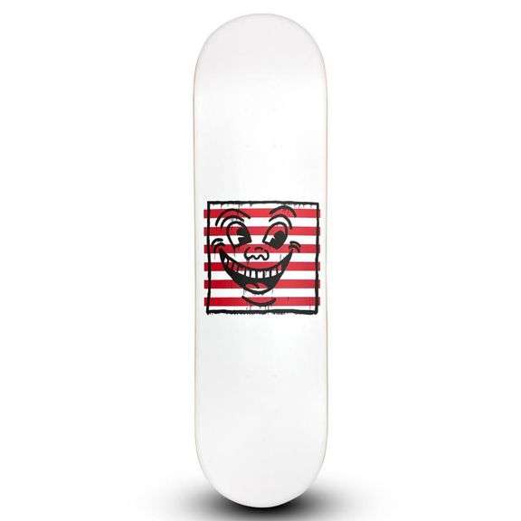 "Untitled (Smile On Stripes)" by Keith Haring (1958-1990)