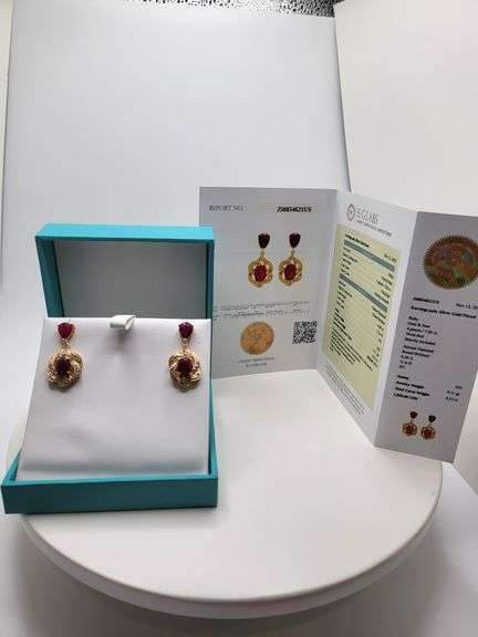 Magnificent pair of Ruby and diamond earring in Silver – EGL Certified