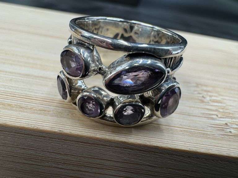Sterling Silver Amethyst Gemstone Ring Size 10