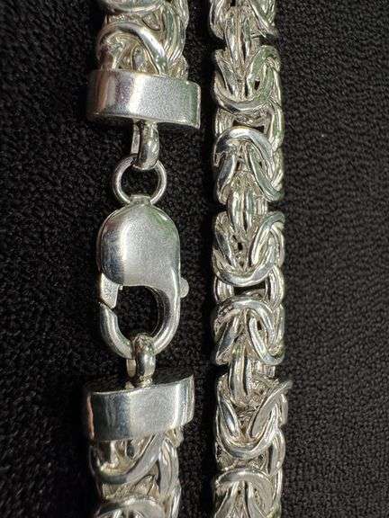 925 Sterling Silver Anti Tarnish Oval Byzantine 11.1mm Chain Made in Italy New 22"
