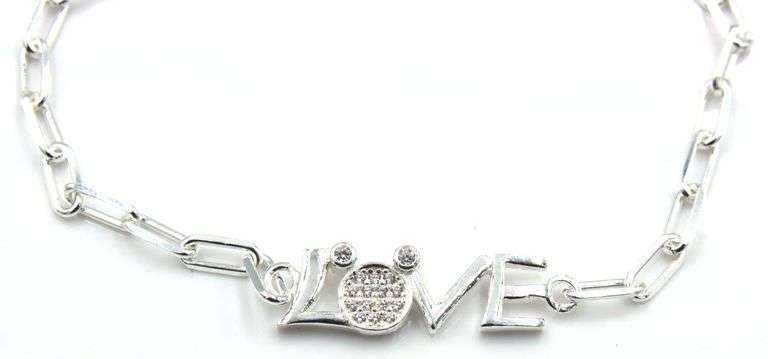 925 Sterling silver Love cubic zirconia bracelet