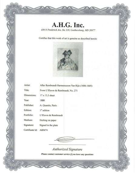 Extremely Rare and Collectible Antique Etching After Rembrandt, c. 1880