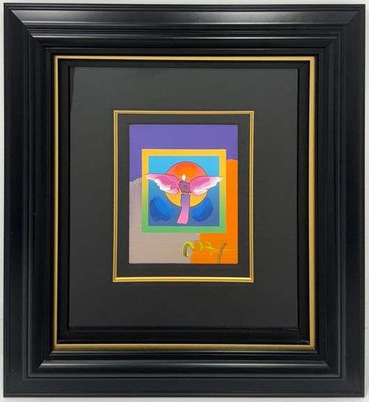 Peter Max Original Mixed Media with Acrylic Signed 'Angel with Sun on Blends'