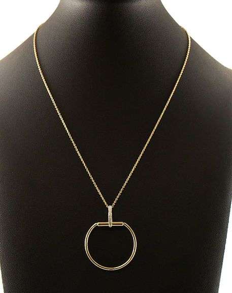 Roberto Coin 0.10ctw Diamond Classic Parisienne Stirrup Pendant Necklace in 18K