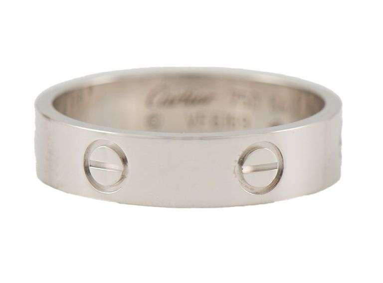 Cartier Classic Model Love Band Ring in 18K W/Box and Paper, SZ 64