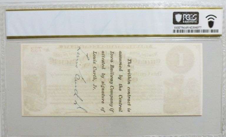 Superb Crisp $1 1882 Railroad Note Newton Iowa PCGS 65 PPQ!
