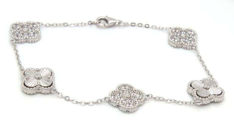 925 Sterling silver cubic zirconia 5 clover bracelet
