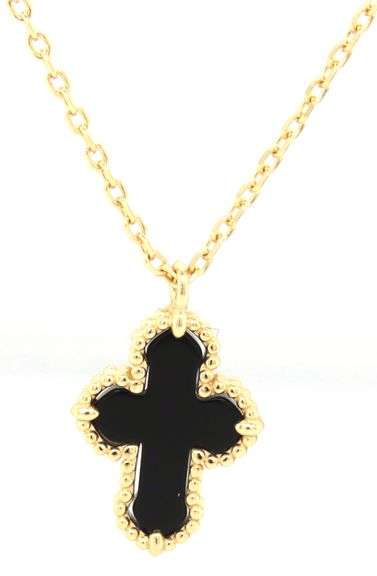 925 Sterling silver black onyx cross pendant on chain