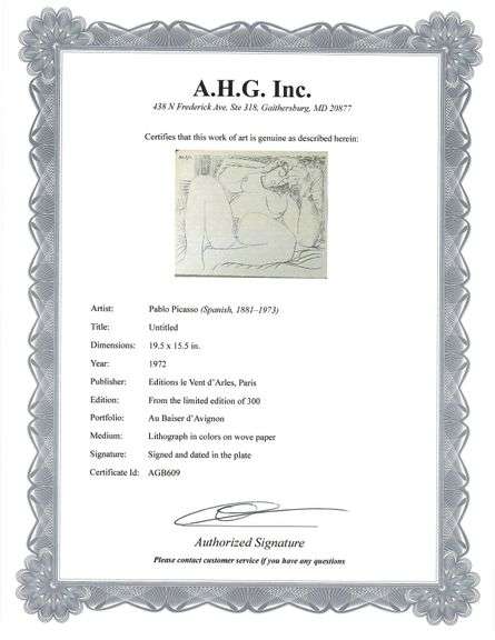 Picasso Au Baiser d'Avignon Lithograph from 1972 Portfolio
