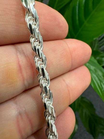 Sterling Silver Diamond-Cut Rope Chain 4.7mm Solid 925 Italy New Bracelet 8"