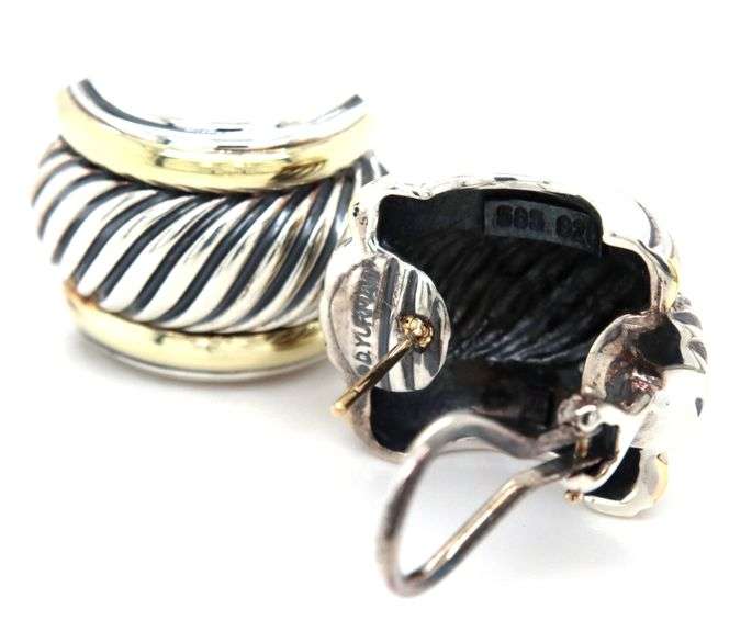 David Yurman 2 tone Cable CoCigar huggie hoop
