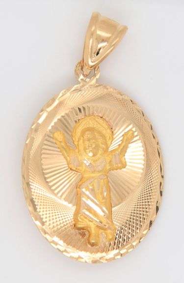 14KT Tri-Color Gold Virgin Mary Pendant