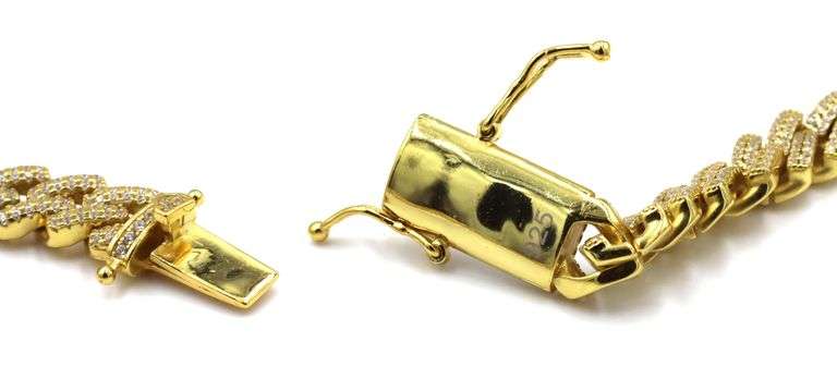 925 Sterling silver cubic zirconia link chain necklace