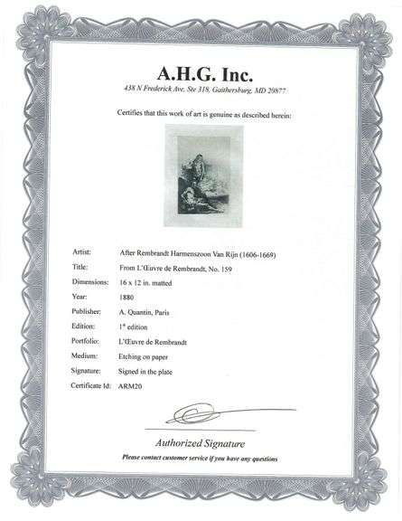 Extremely Rare and Collectible Antique Etching After Rembrandt, c. 1880