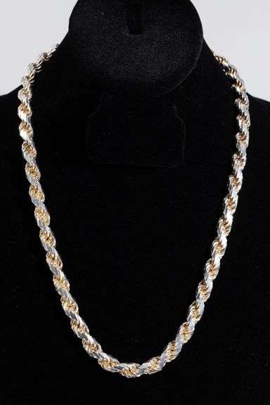 .925 Sterling Silver 8mm Diamond Cut Rop Chain 22 Inches