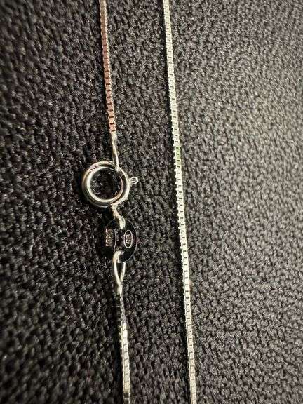 10k White Gold Solid Box Link Chain 0.7mm Necklace 20"