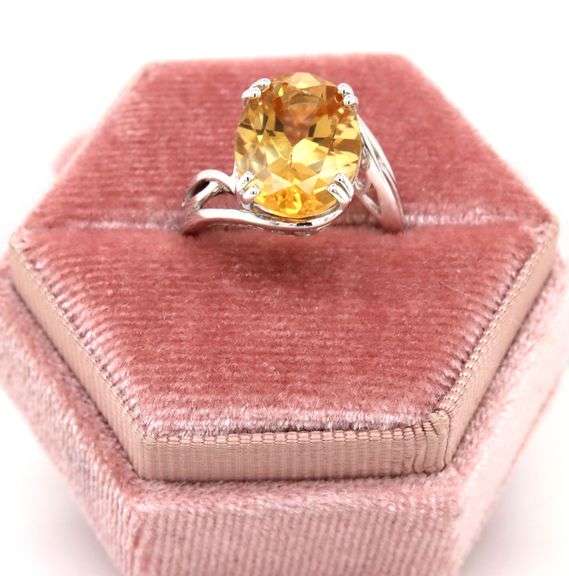 Amazing 5.86CTS Oval Brilliant Cut Citrine Ring in Sterling Silver