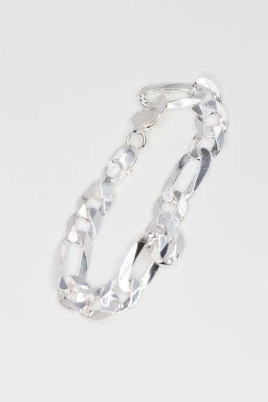 Men's 10.9mm Solid .925 Sterling Silver Flat Figaro Chain Link Italy Bracelet 10"