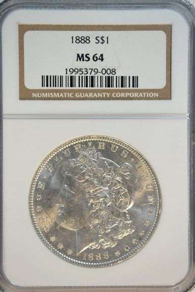 Better near Gem BU 1888 Morgan Silver Dollar. NGC MS64