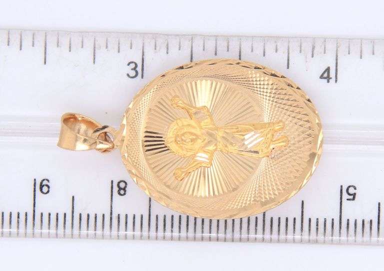 14KT Tri-color Gold Virgin Mary Pendant