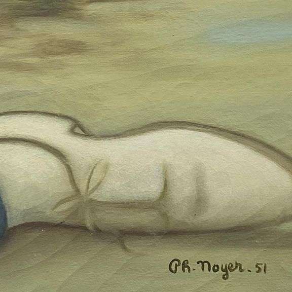 "Boy Reclining at the Harbor" by Philippe Noyer (1917-1985)