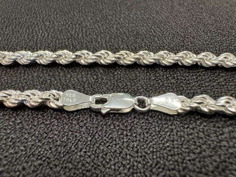 Sterling Silver Hollow Spiral Rope Chain 4mm Pure 925 Italy New Men's Wide Necklace 24"