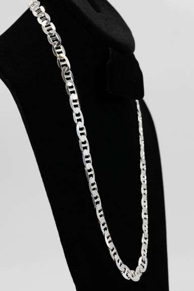 Sterling Silver Flat Marina Link Chain 10mm 925 Italy Anchor Mariner Necklace 24"