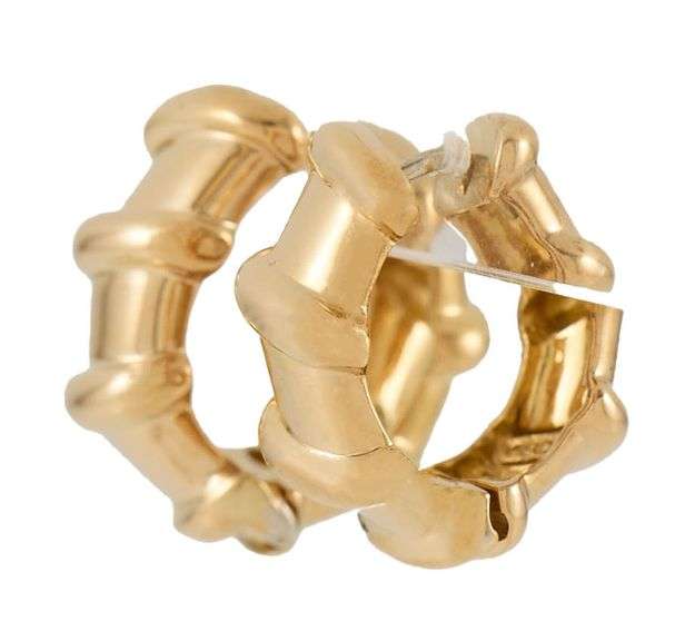 Roberto Coin Nabucco Polished Triple Ridged Hoop Earrings in 18K