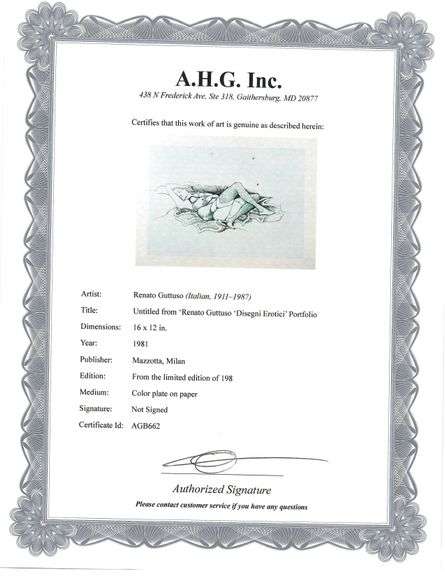 Limited Edition Renato Guttuso Artwork from 'Disegni Eritoci' Portfolio