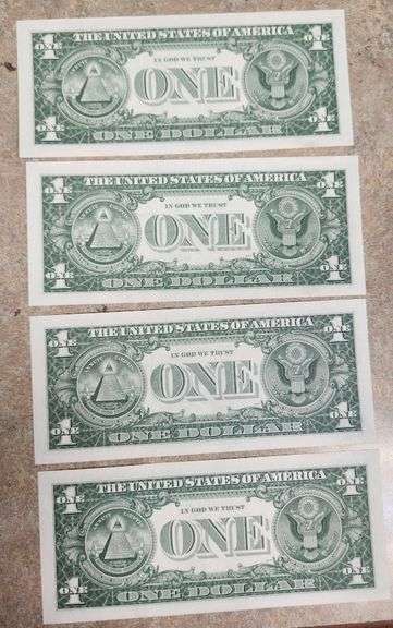 3 Lots Of 4 (12 Notes Total) Consecutive Silver Certificates, UNC