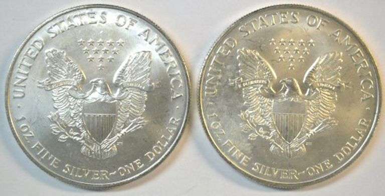 2 Key Date 1996 $1 American Silver Eagle coins in Uncirculated