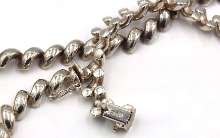 Set of vintage 925 sterling silver Napier link necklace and bracelet