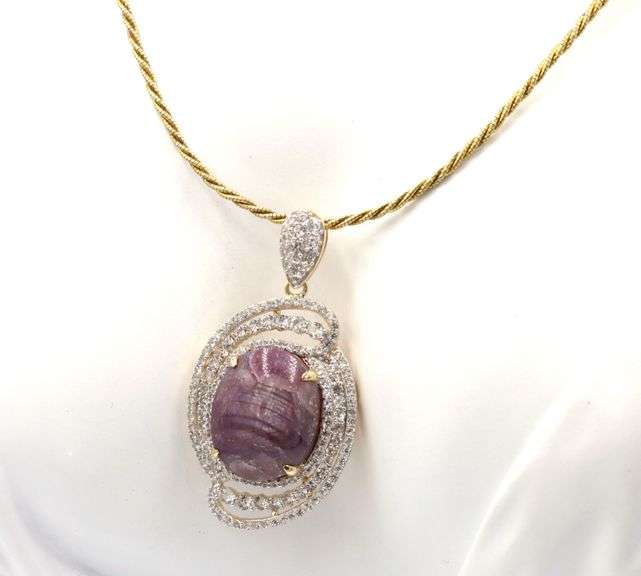 Fabulous Huge 26.90CTS Rare Natural Unheated Oval Cabochon-Cut Star Ruby & 3.20CTW White Sapphire Pe