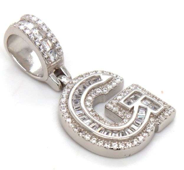 925 Sterling silver Initial G cubic zirconia pendant
