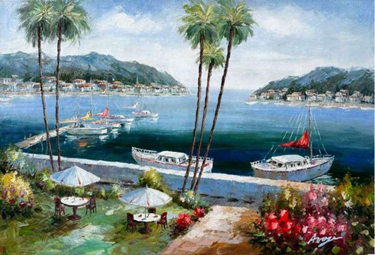 BEAUTIFUL MEDITERRANIAN  PAINTING ON CANVAS