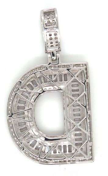 925 Sterling silver cubic zirconia D initial pendant