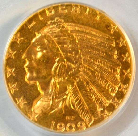 Premium Quality 1909-D $5 Indian Gold Piece. PCGS MS63