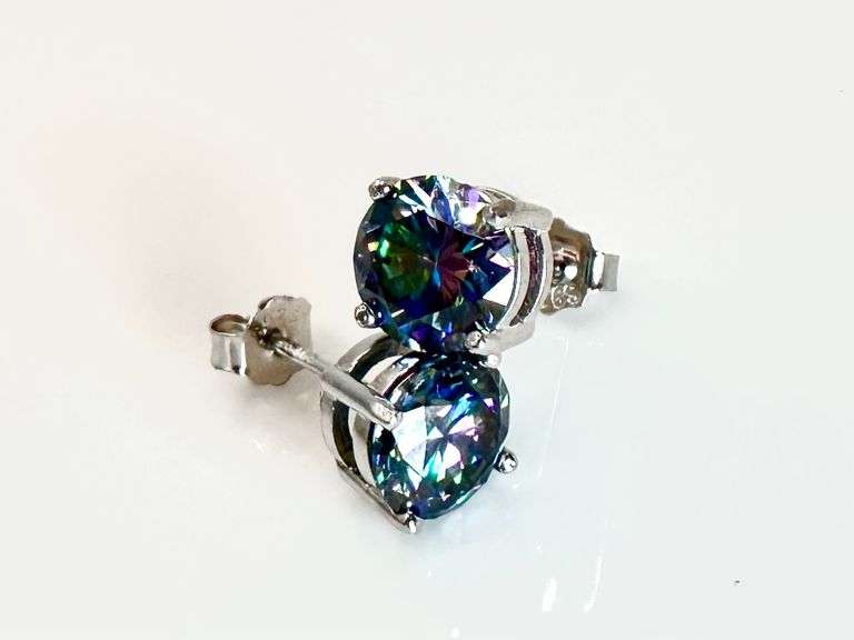 2 Cwt. Russian Color Change Lab Created Alexandrite Earrings