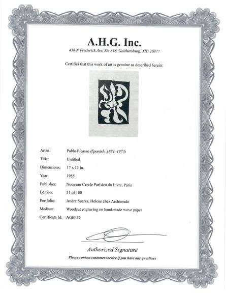 Rare Pablo Picasso Woodcut Circa 1955 Out of Only 100