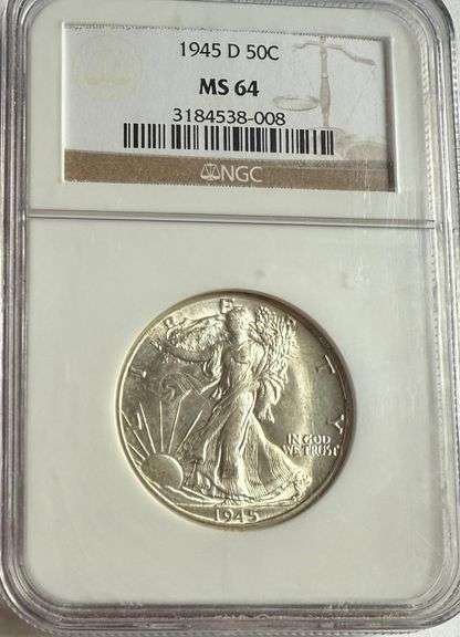 1945 D NGC MS 64 Walking Liberty Half.