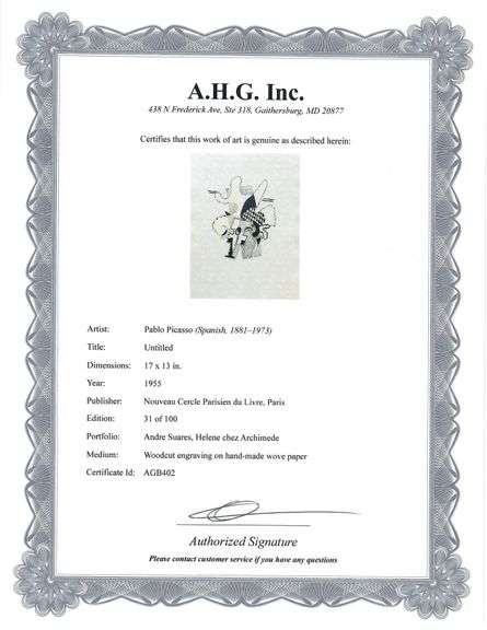 Rare Pablo Picasso Woodcut Circa 1955 Out of Only 100