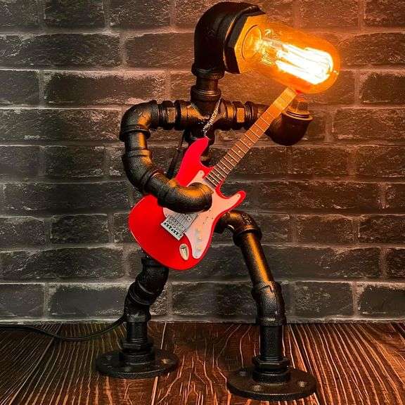 Steampunk Electric Bass Guitar Table Lamp