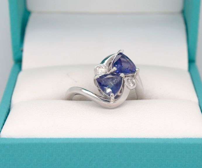 Darling 1.90CTW Triangle Faceted Tanzanite & Diamond Ring in Sterling Silver