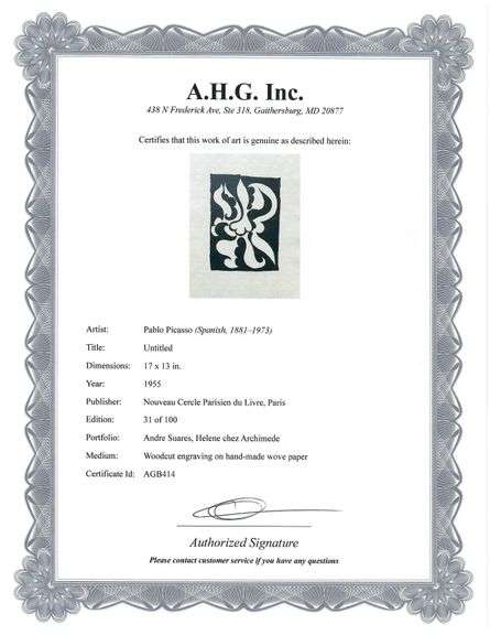 Rare Pablo Picasso Woodcut Circa 1955 Out of Only 100